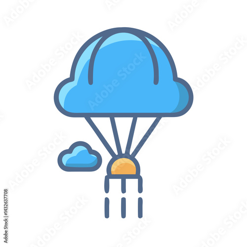 Cute cartoon skydiving illustration on a black background