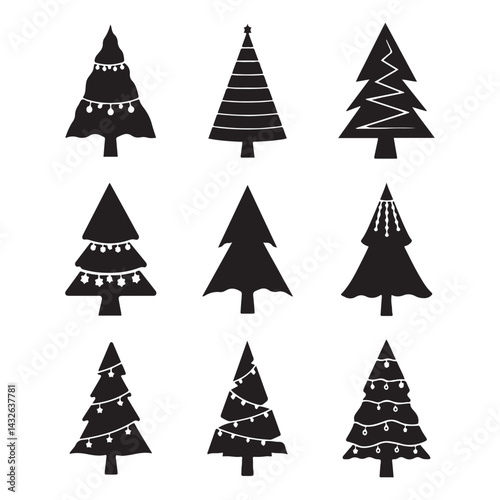 A Set of Christmas Tree Illustrations