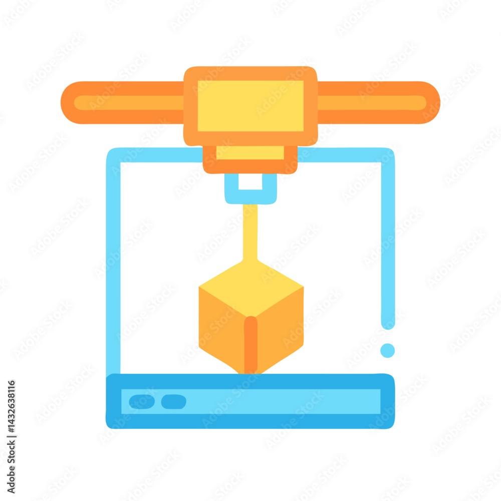 Obraz premium 3D printer printing a cube - Additive Manufacturing