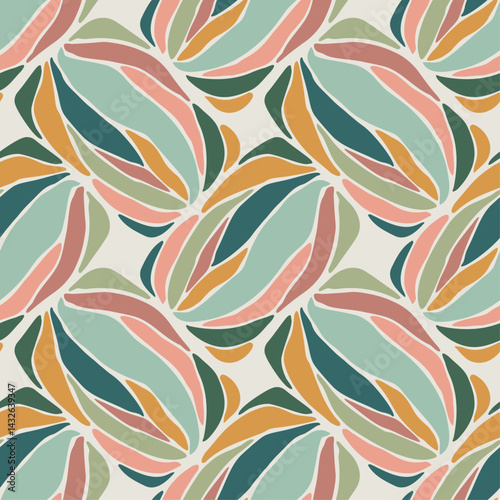Trendy minimalist seamless botanical pattern with abstract creative hand drawn composition