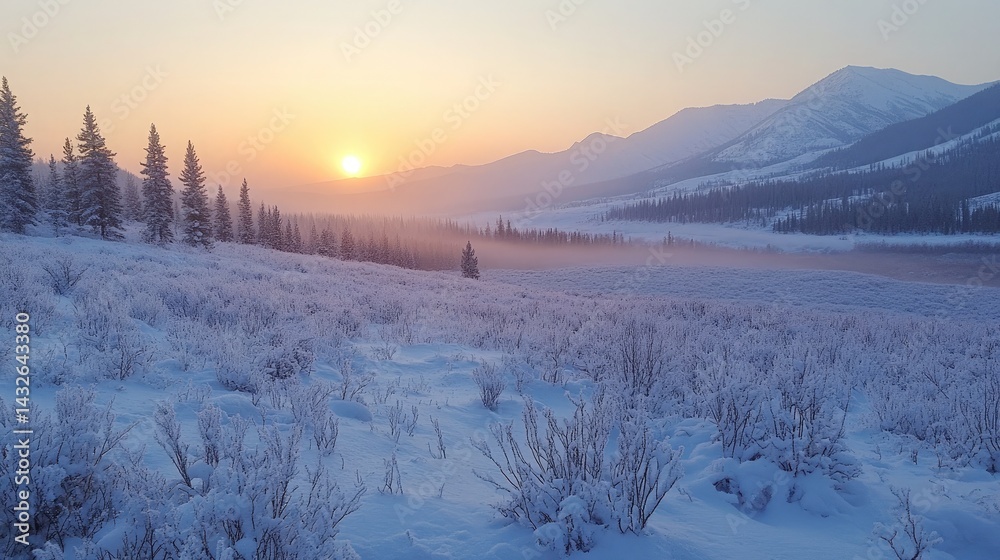 Sunrise over the mountains, with soft light illuminating the landscape. Sunrise over the mountains, with soft light illuminating the landscape.