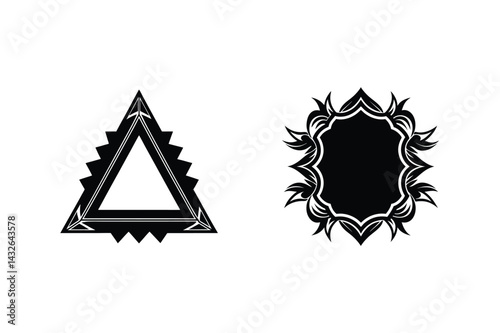 Two Decorative Vector Frames Black And White Design Elements Template Shapes