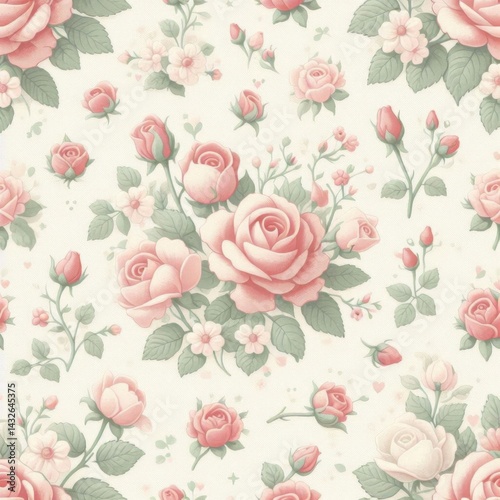 Wallpaper Mural Floral pattern design home decor digital art soft colors artistic view vintage aesthetic for craft projects Torontodigital.ca