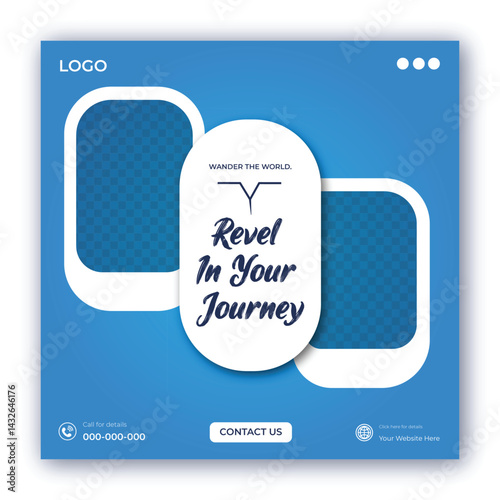 Tour and travel agency Instagram post or social media post web banner template 