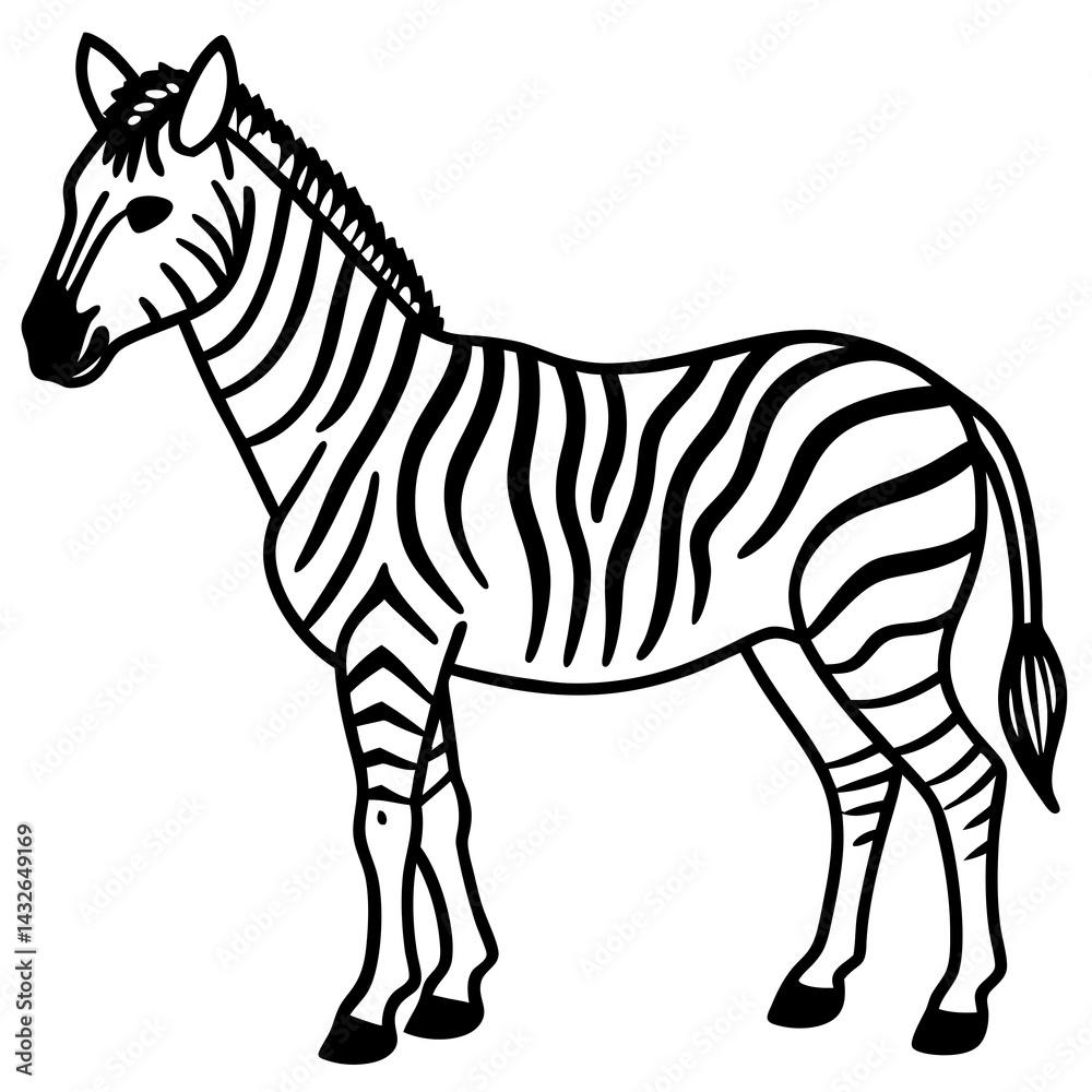 Fototapeta premium Detailed Zebra Line Drawing