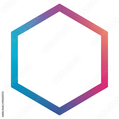 gradient hexagon outline isolated on white background png