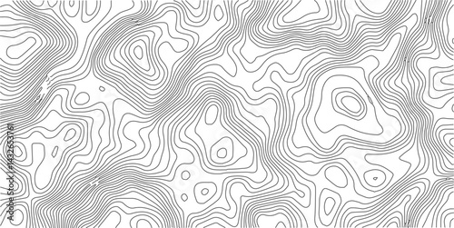 The black grey on white contours vector topography stylized height of the lines. The concept of a conditional geography scheme and the terrain path. Ultra wide. Map vector terrain Illustration. 
