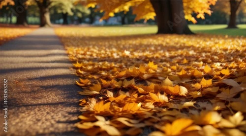 Wallpaper Mural Golden Autumn: A Beautiful Scene of Fallen Leaves Creating a Stunning Fall Landscape  Torontodigital.ca