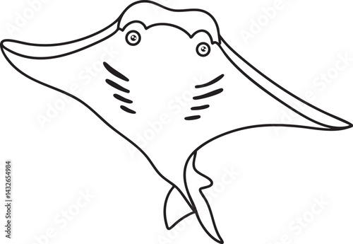 Hand drawn illustration of a stingray outline