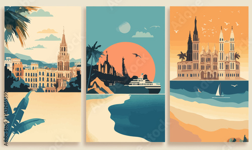 Retro Spain Travel Posters: Barcelona, Tenerife, Costa Brava - Vintage Summer Holiday Art