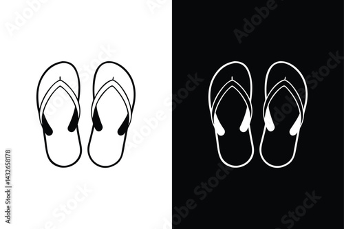Vector Slippers Icon. Linear Flip Flops Symbol in Pixel Style