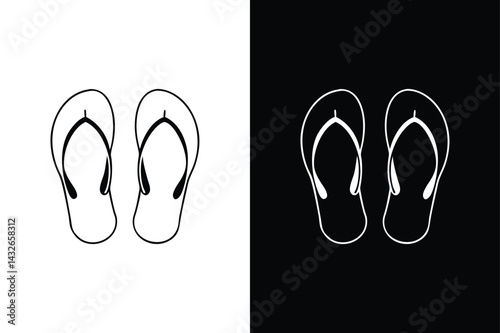 Flip Flops Line Icon. Minimal Slippers Vector for Web & Mobile