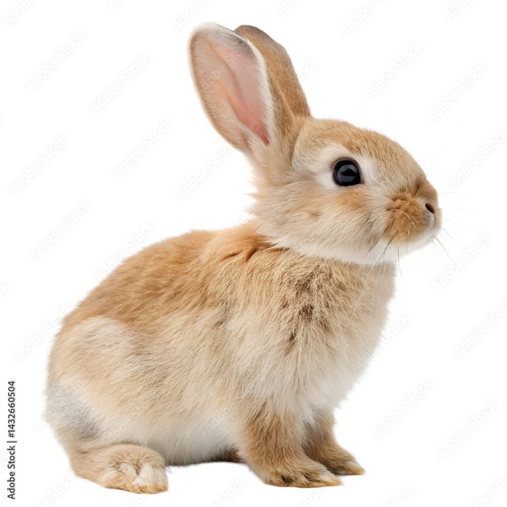 Cute Tan Rabbit Sitting Isolated in Transparent Background Cute Tan Rabbit Sitting Isolated in Transparent Background