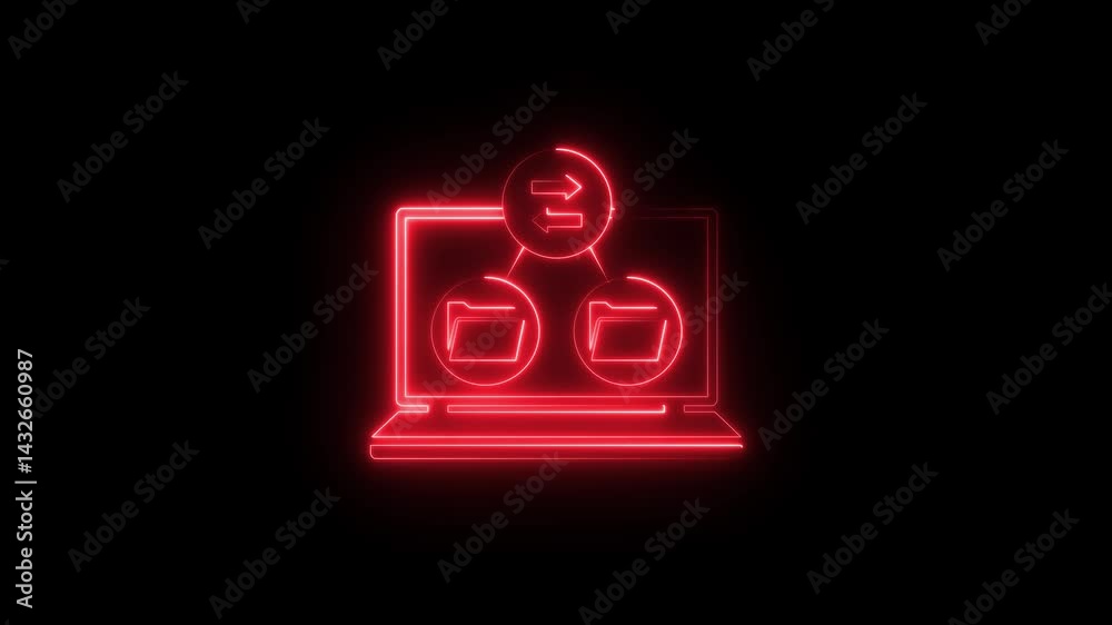 Glowing neon server data exchange icon animation. Protected data transferring concept 4k animation. Tw squares with folder icons change.Data or information storage.new file or folder exchange concept. Glowing neon server data exchange icon animation. Protected data transferring concept 4k animation. Tw squares with folder icons change.Data or information storage.new file or folder exchange concept.