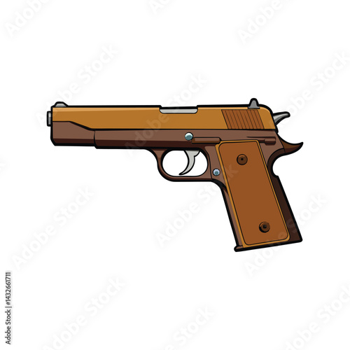 Pistol Vector Illustration. Tactical Handgun Graphic. Modern Firearm Design Concept.