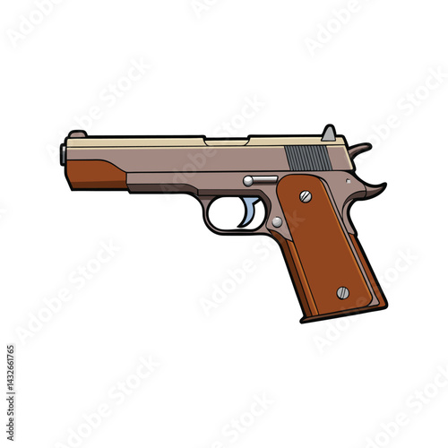 Pistol Vector Illustration. Tactical Handgun Graphic. Modern Firearm Design Concept.