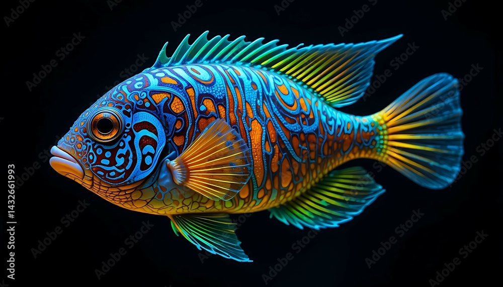 Fototapeta premium Detailed Tropical Fish Swimming with Vibrant Colors and Patterns