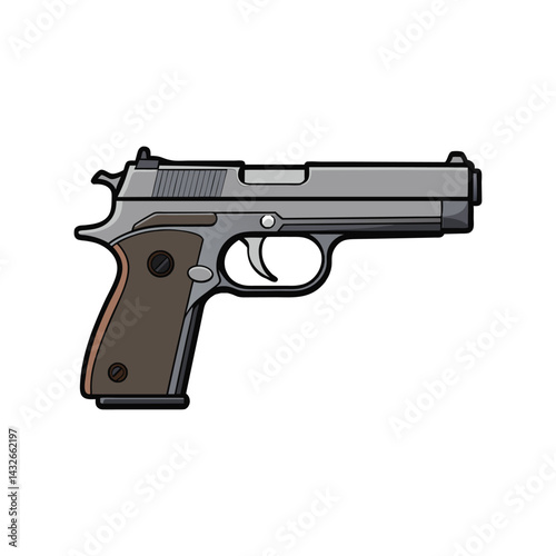 Pistol Vector Illustration. Tactical Handgun Graphic. Modern Firearm Design Concept.