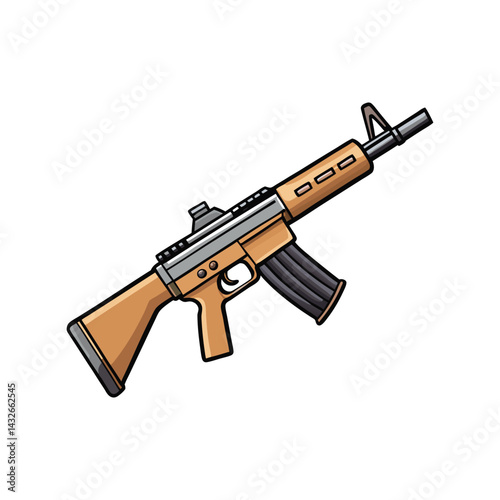 AR-15 Vector Illustration. Tactical Assault Rifle Graphic. Modern Military Weapon Design.