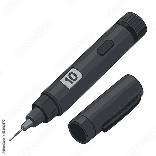 Realistic Vector Illustration of an Insulin Pen Injector – Medical Injection Device