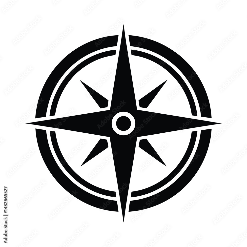 compass navigation icon silhouette vector illustration