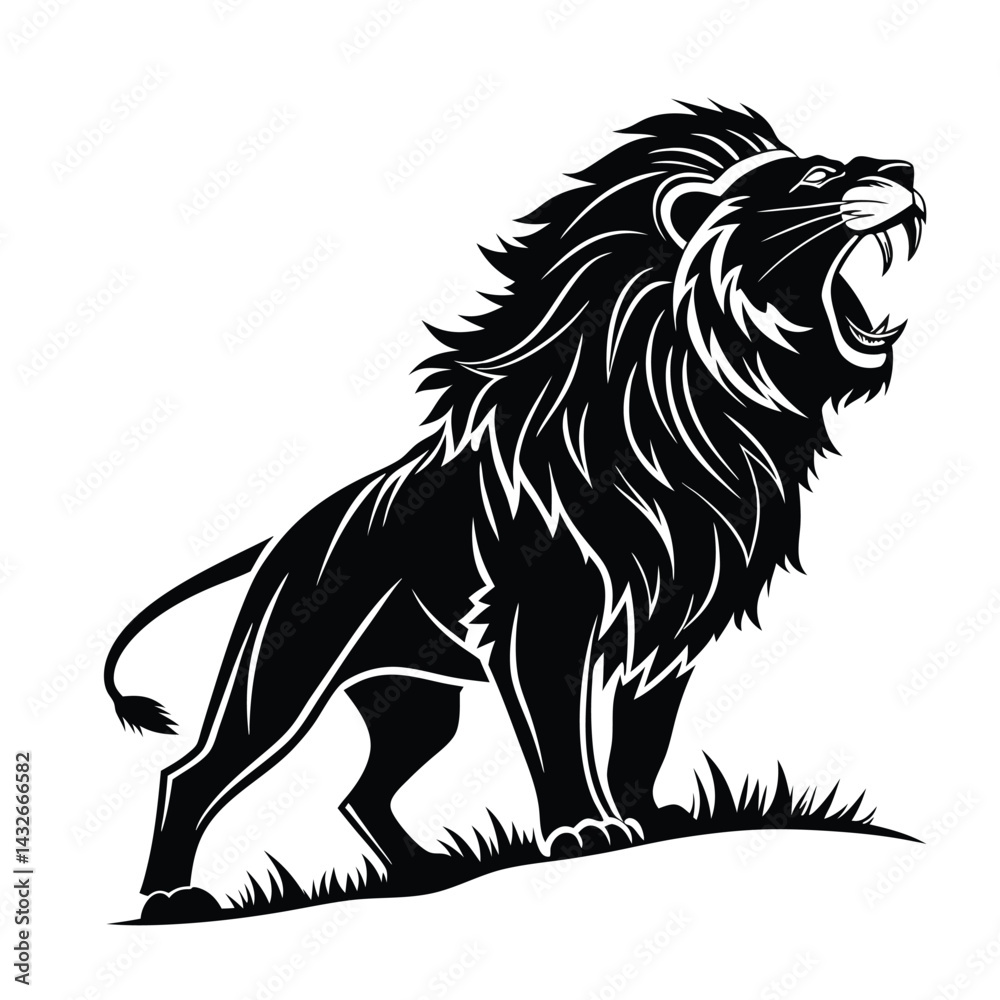 Fototapeta premium Roaring Lion Silhouette vector illustration