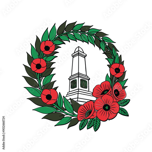 Memorial Wreath Vector Illustration, Funeral Tribute Clipart