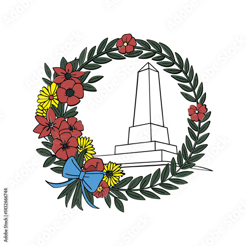 Memorial Wreath Vector Illustration, Funeral Tribute Clipart