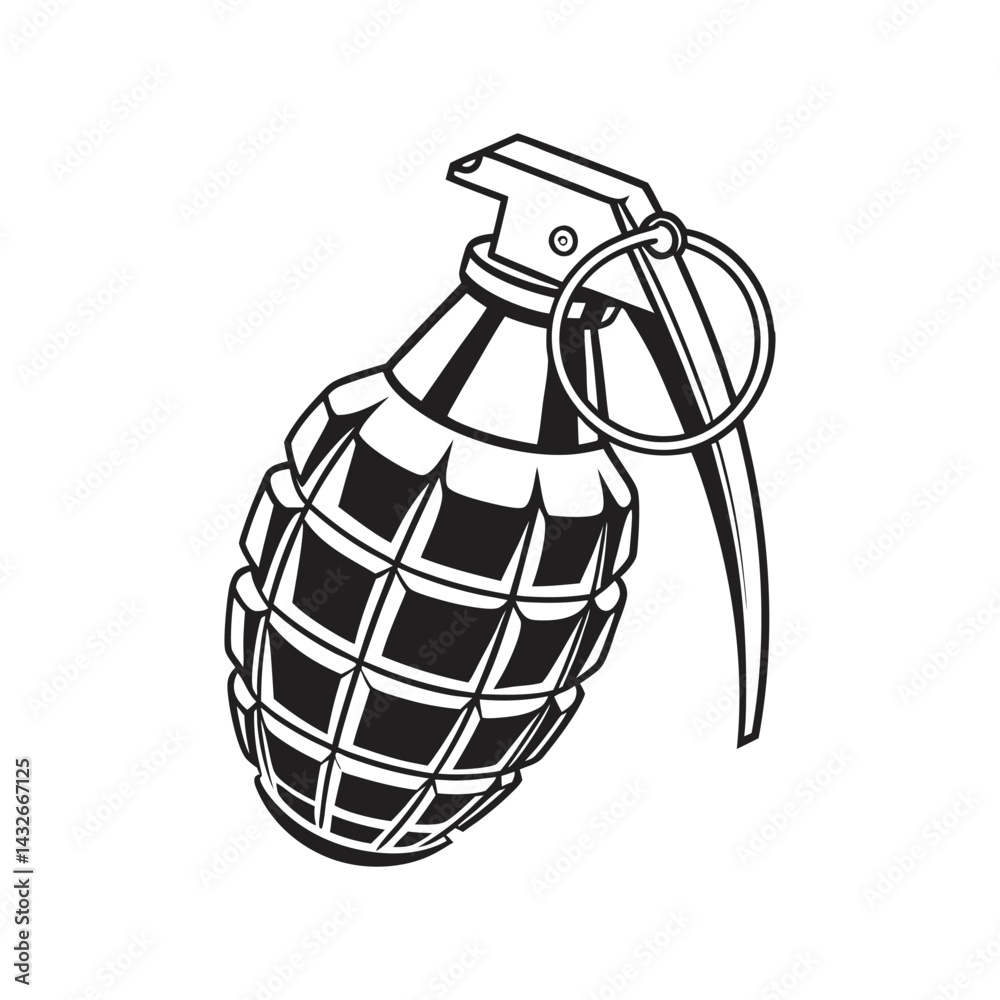 Grenade Silhouette Vector Art – Bold and Striking Explosive Design Grenade Silhouette Vector Art – Bold and Striking Explosive Design