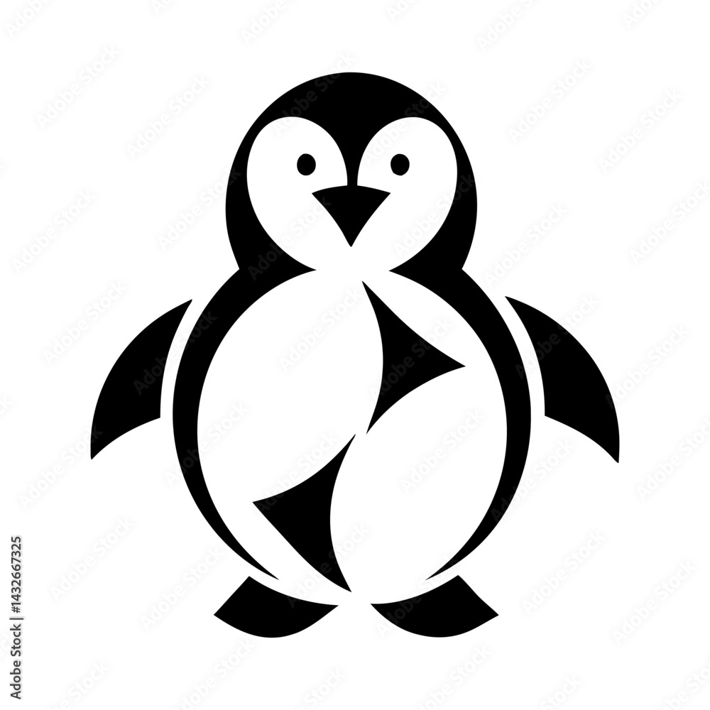 Fototapeta premium Silhouette icon of a cute walking penguin vector illustration