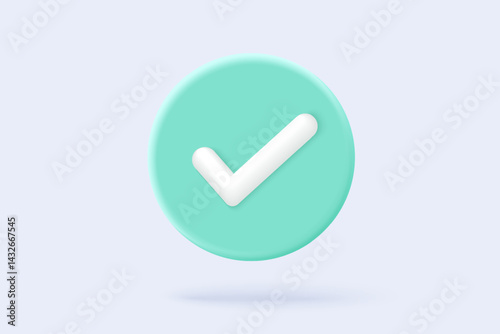 3d check mark icon isolated on white background. check list button best choice for right, success, tick, accept, agree on application. choose icon vector with shadow 3D rendering illustration