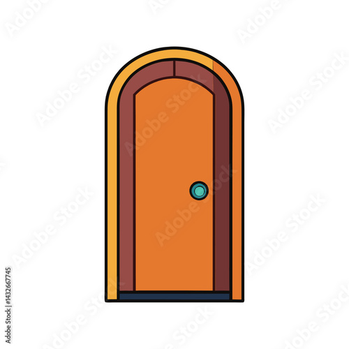 Door Vector Illustration, Wooden Door Clipart, Interior Design, Architecture, Home Decor Graphic Art