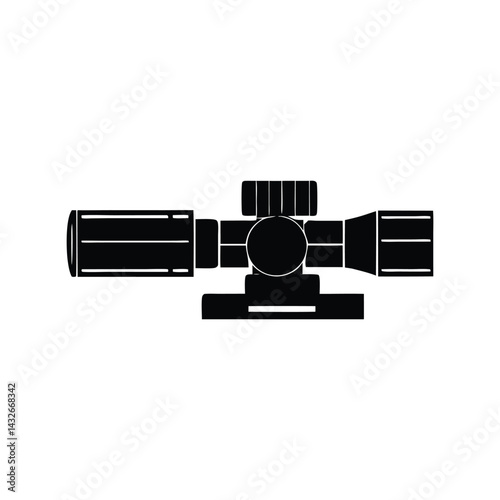 Scope Silhouette Black Vector Illustration, Optical Sight Clipart, Tactical Weapon Targeting Scope Design Art