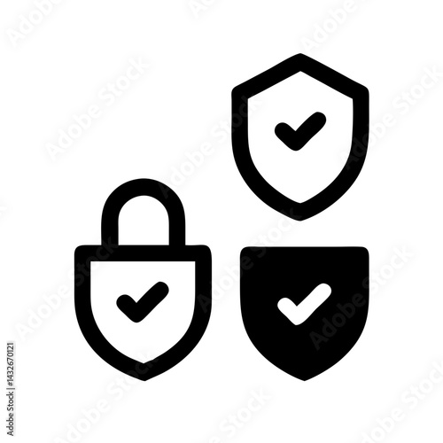 Security shield and shield check set. Protect shield icons. Security shield sign vector illustration, Lock security icon, Set of security shield icons, securityshields symbols with check .