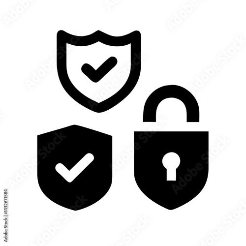 Security shield sign vector illustration, Lock security icon, Set of security shield icons, securityshields symbols with check mark and padlock, Shield security icon, Safety, protection sign
