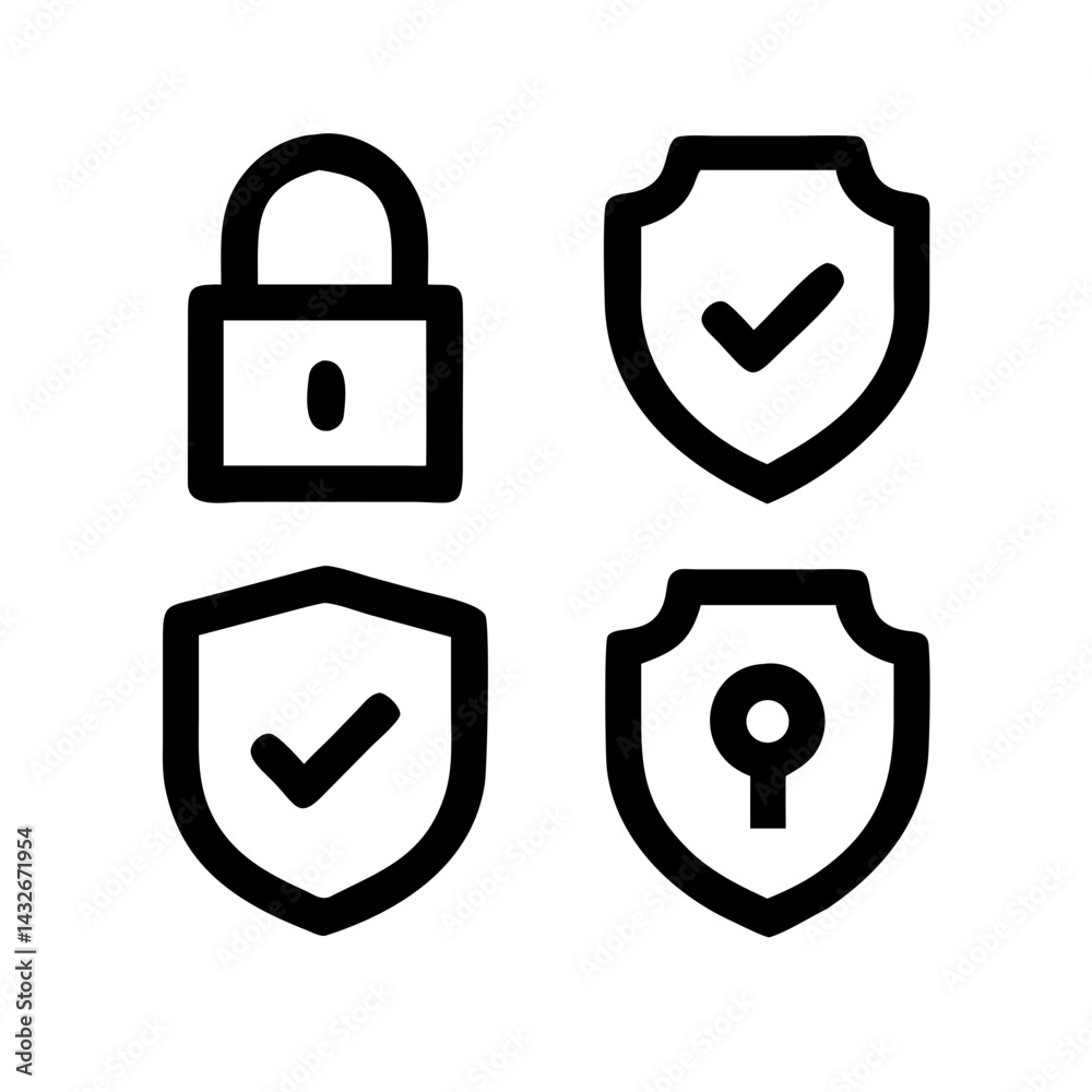 Security shield sign vector illustration, Lock security icon, Set of security shield icons, securityshields symbols with check mark and padlock, Shield security icon, Safety, protection sign
Security shield sign vector illustration, Lock security icon, Set of security shield icons, securityshields symbols with check mark and padlock, Shield security icon, Safety, protection sign