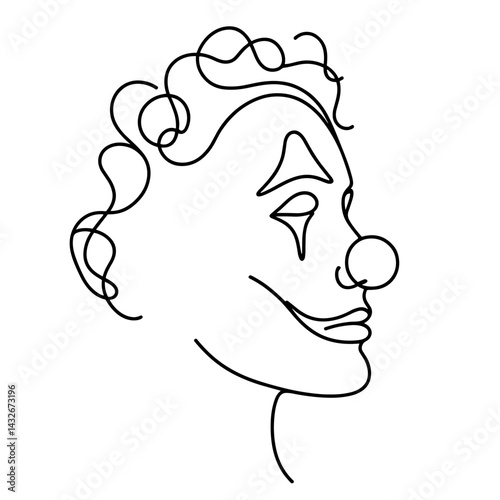 Clown face in line drawing style