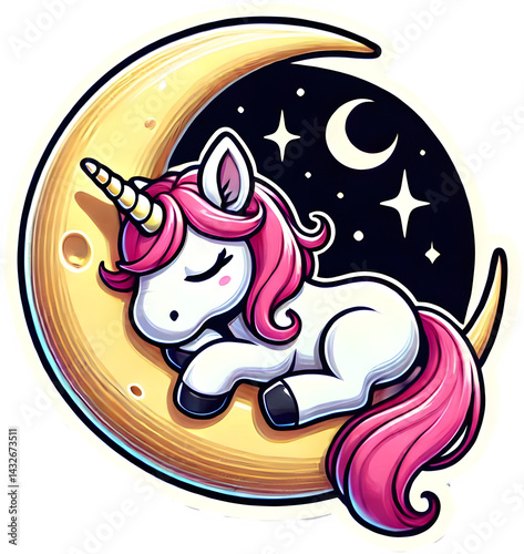 Unicorn, illustration, cartoon, dreamland icon, dreamland design, art, animals, dreamland design, sleep, sleep, moon, dreamland character, dreamland sticker, dreamland image, dreamland painting, dream