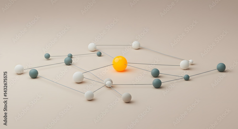 Obraz premium Abstract Network Interconnected Spheres Representing Connections and Relationships