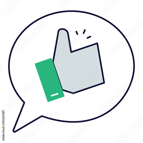 Thumbs Up Feedback. Hand with thumbs up inside bubble for customer satisfaction and positive support