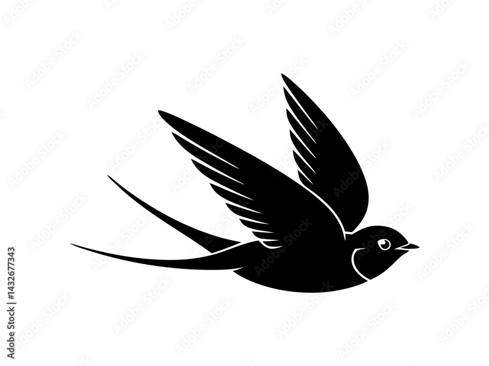 Obraz premium Swallow bird silhouette flying vector illustration