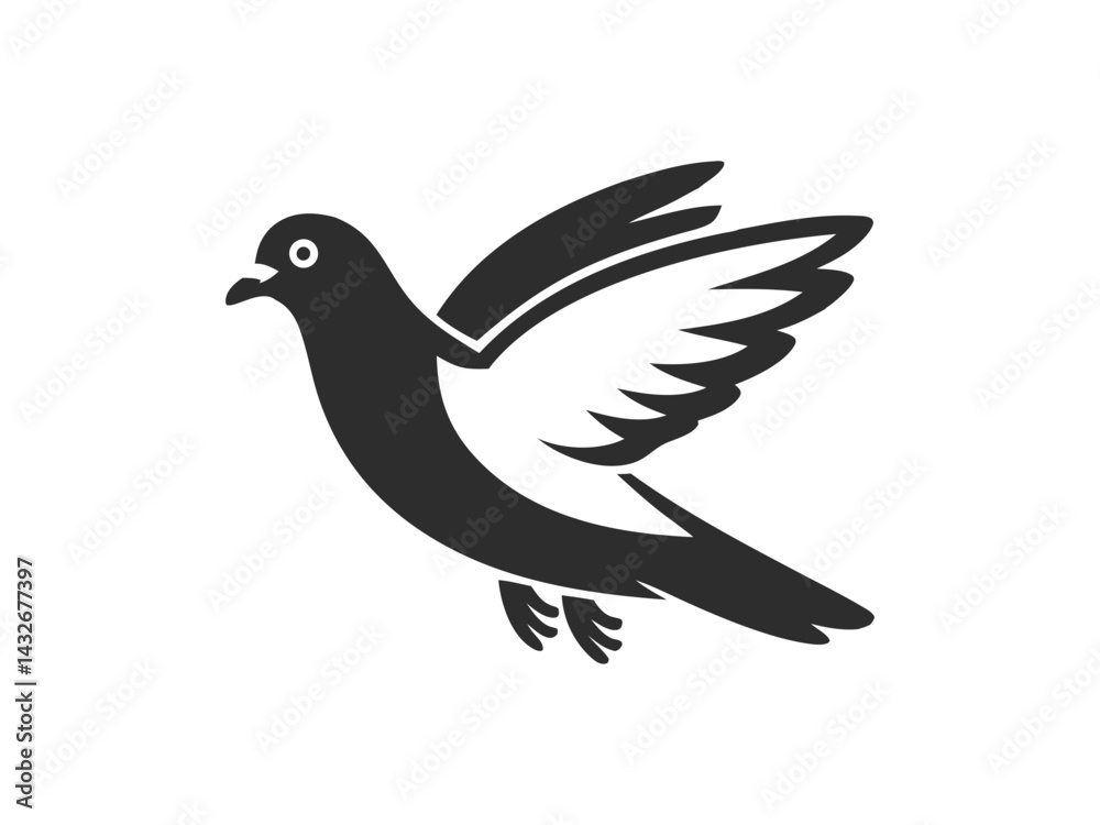 Flying pigeon bird silhouette vector illustration
Flying pigeon bird silhouette vector illustration
