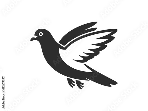 
Flying pigeon bird silhouette vector illustration