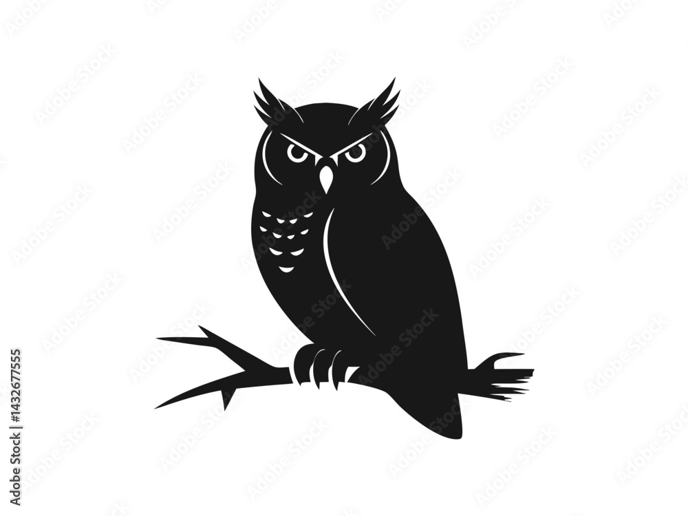 Fototapeta premium Owl bird silhouette vector illustration 