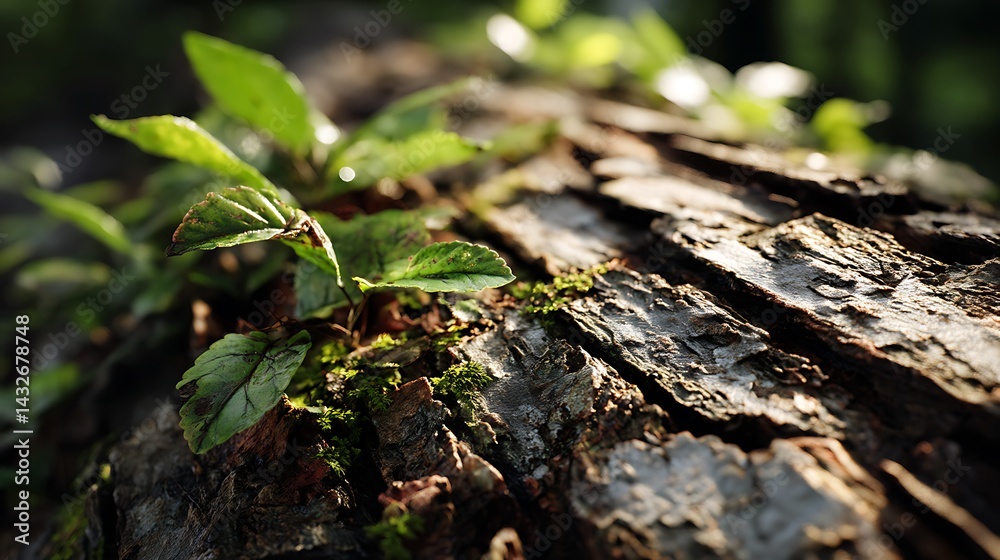 Obraz premium Nature's Growth on Fallen Log