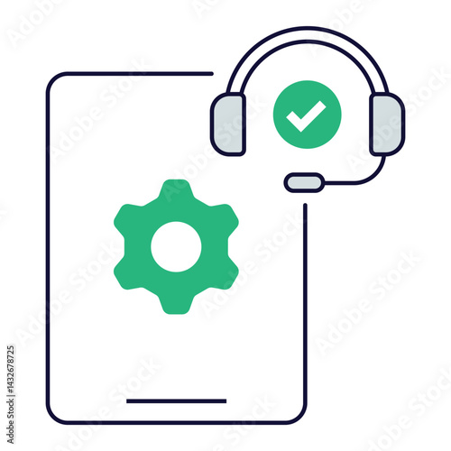 Document Support Verified. Support document with gear and headset icon marked as approved
