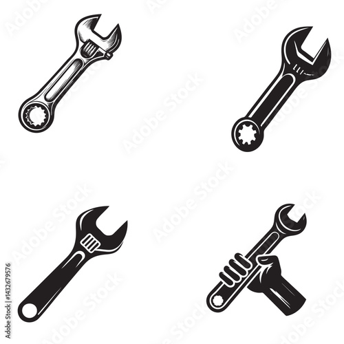 Wrench Silhouette Isolated on White Background

