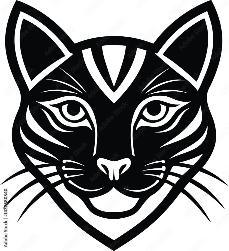 Obraz premium black cat head vector illustration