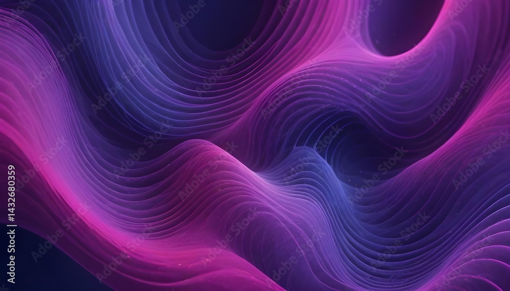 Obraz premium Concentric Wave Lines in Indigo and Magenta – Abstract Futuristic Tech Background