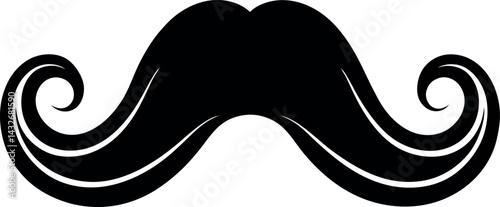Mustache Silhouette Vector | Grooming Icon, Beard Shape & Retro Facial Style in Black Vector